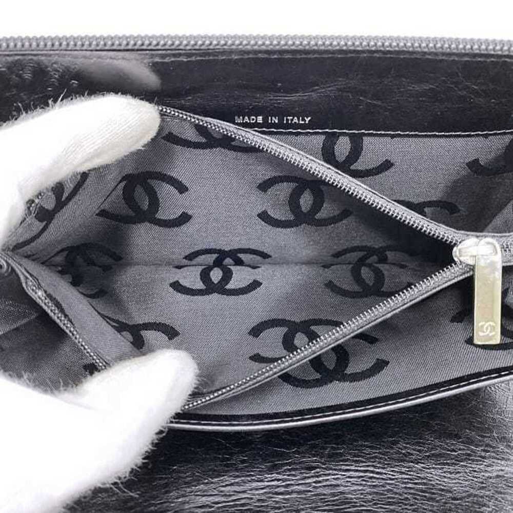 CHANEL Authentic Black Leather Logo Wallet - Picture 8 of 11